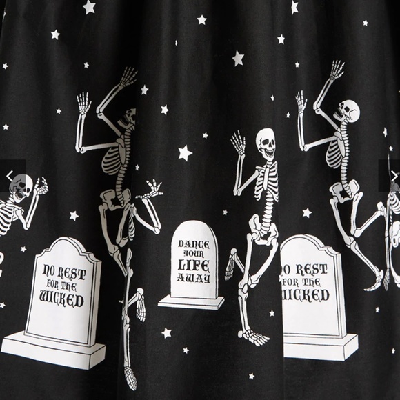 ModCloth x Black Friday Groovin' Graveyard Smash Dress A-Line Skater w pockets - Picture 3 of 6